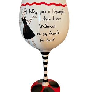❤️ MUDPIE MUD PIE CHEERS WINE AS THERAPY WINE GLASS